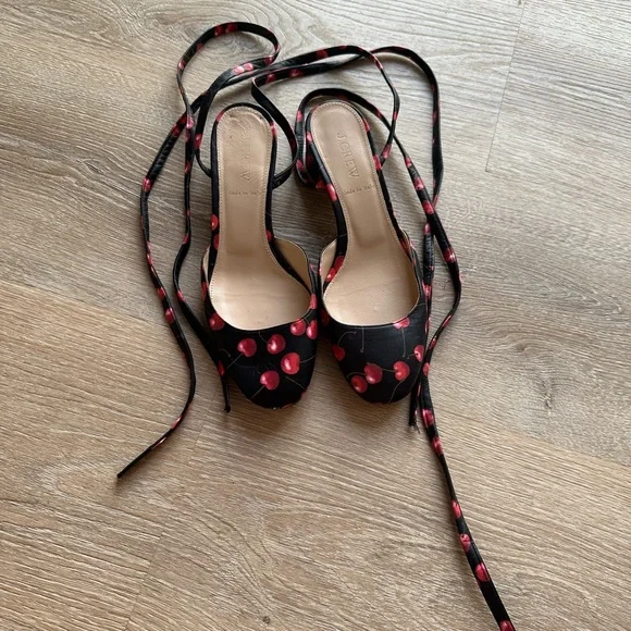 J. Crew Cherry Ankle Wrap Sandals🍒 - Picture 2 of 4